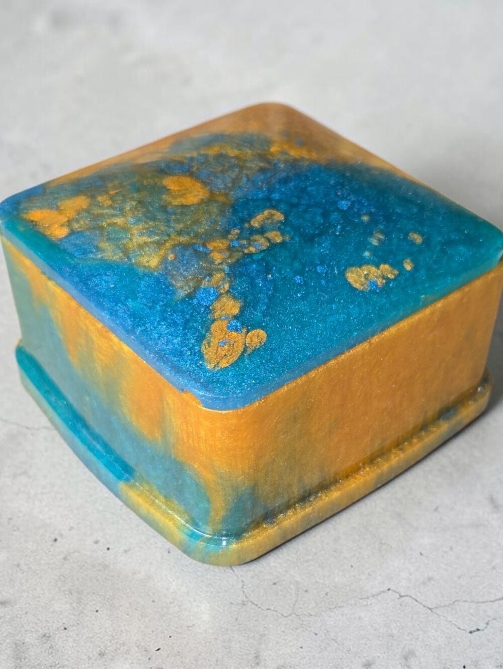 Hand Crafted Blue and Gold Decorative Resin Box